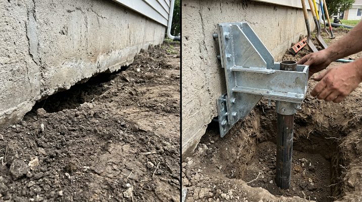 Foundation Piering & Underpinning before and after — Cary, NC